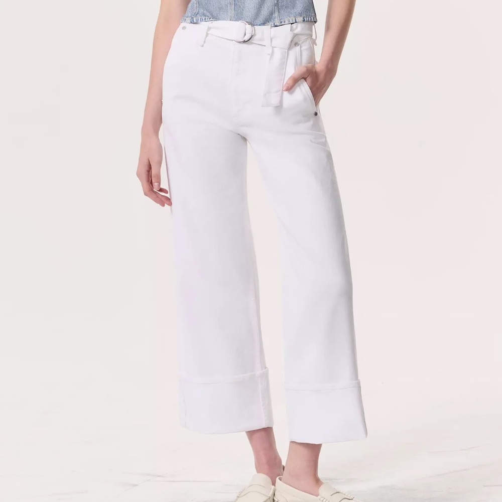 rag & bone White Wide-Leg Cropped Jeans